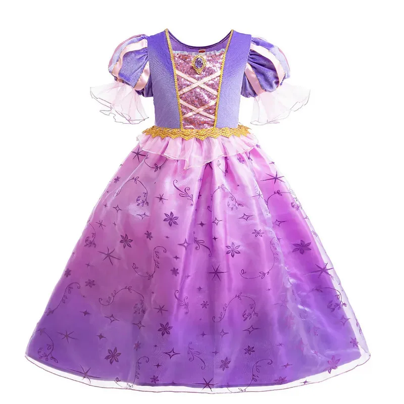 Girls Princess Costume Purple Rapunzel Dress Kids Halloween Christmas Party Outfits Brave Merida Dress