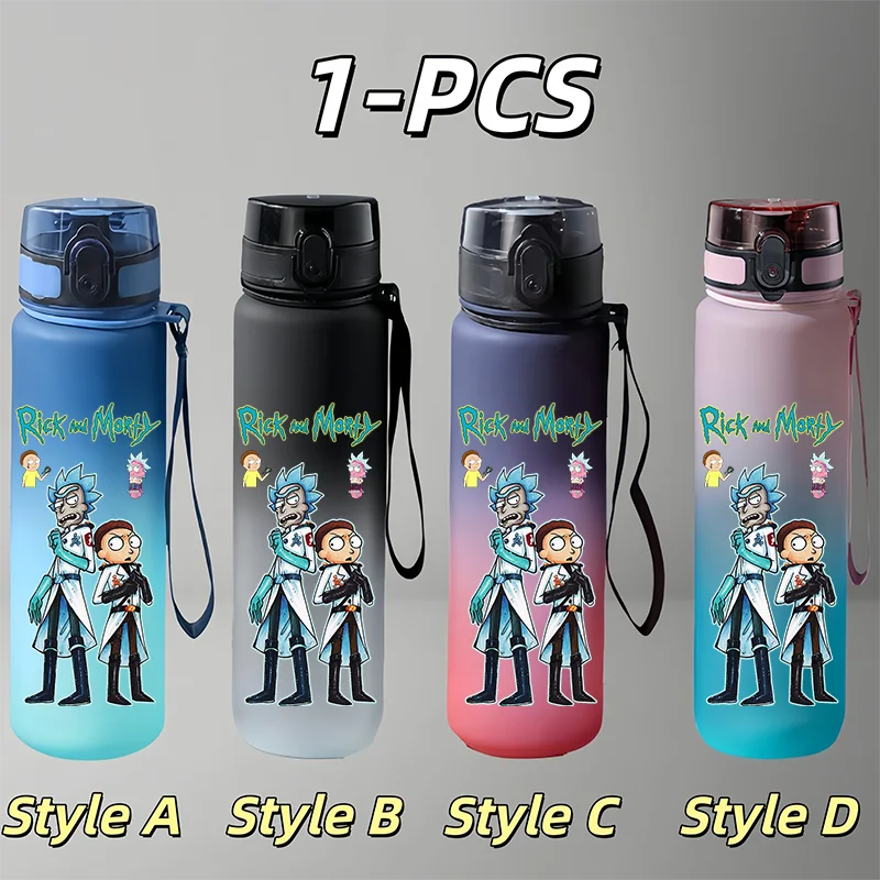 Nueva Taza de Agua Rick and Morty de 650 ml, a Prueba de Fugas y Portátil, Taza de Anime Adecuada para la Escuela, Viajes y Regalos de Vacaciones