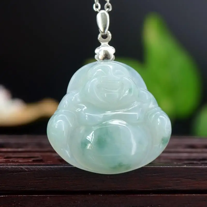 Natural a Cargo Feitsui Buddhle Sculpture Male Burma Buddha Pendant Female Floating Flowers a Jade Belly Maitreya B