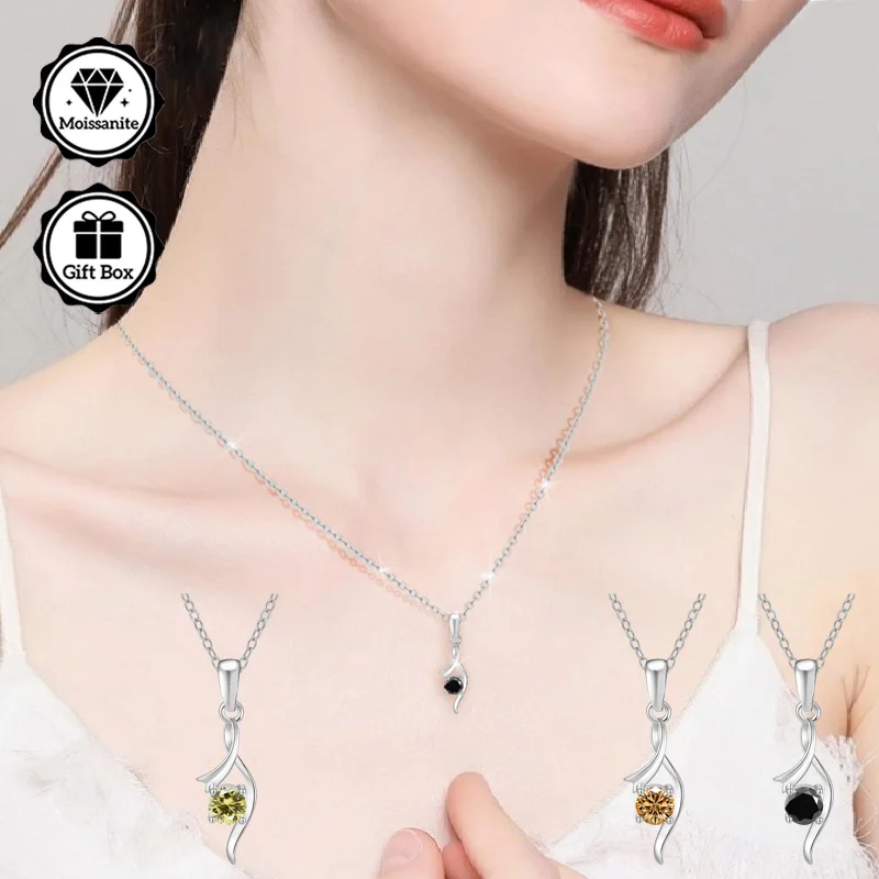 

LAMVOICE / jewelry for women christmas gift high quality jewelry Hypoallergenic necklace 0.5 carat moissanite necklace for women