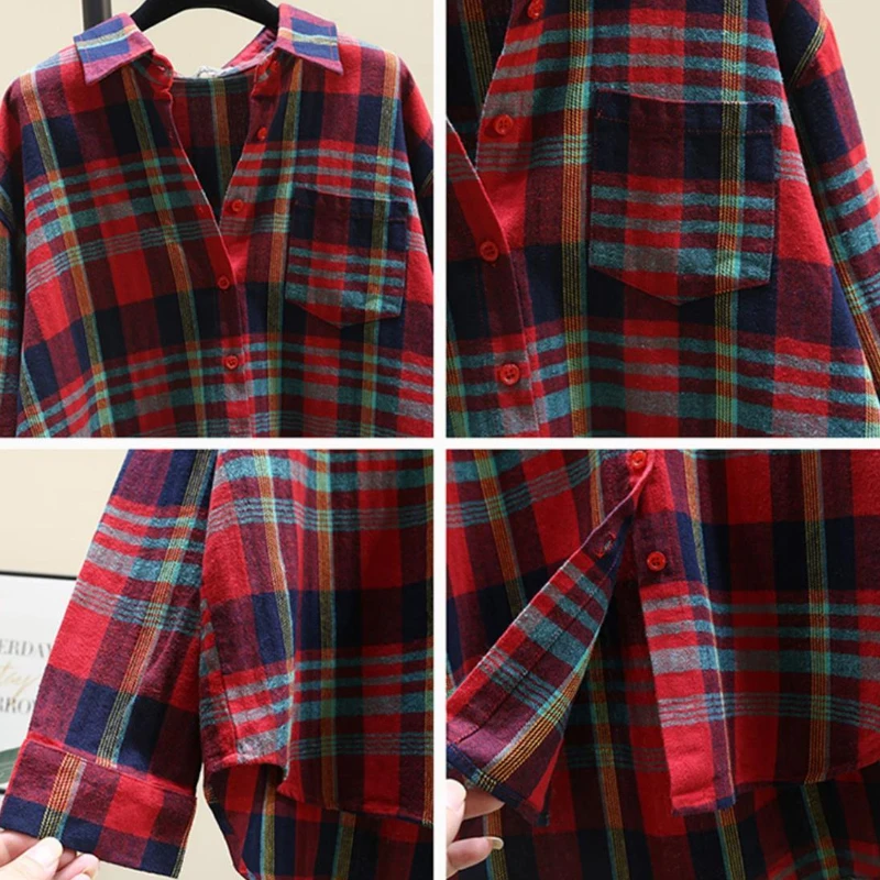 Plaid Shirts Women All-match Autumn Soft Basics Korean Style Simple Delicate Ladies New Attractive Age-reducing Aesthetic Tender