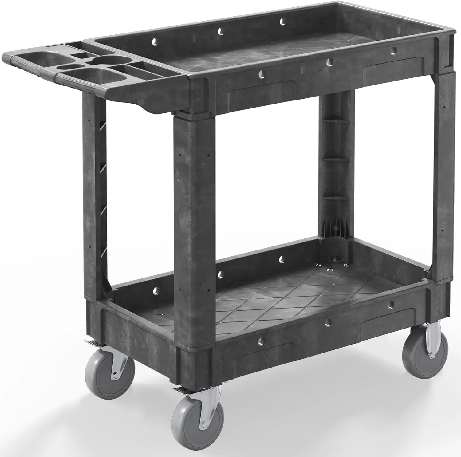 Plastic Utility Cart on Wheels, 40 x 17 Inch Rolling Service Cart-Gray
