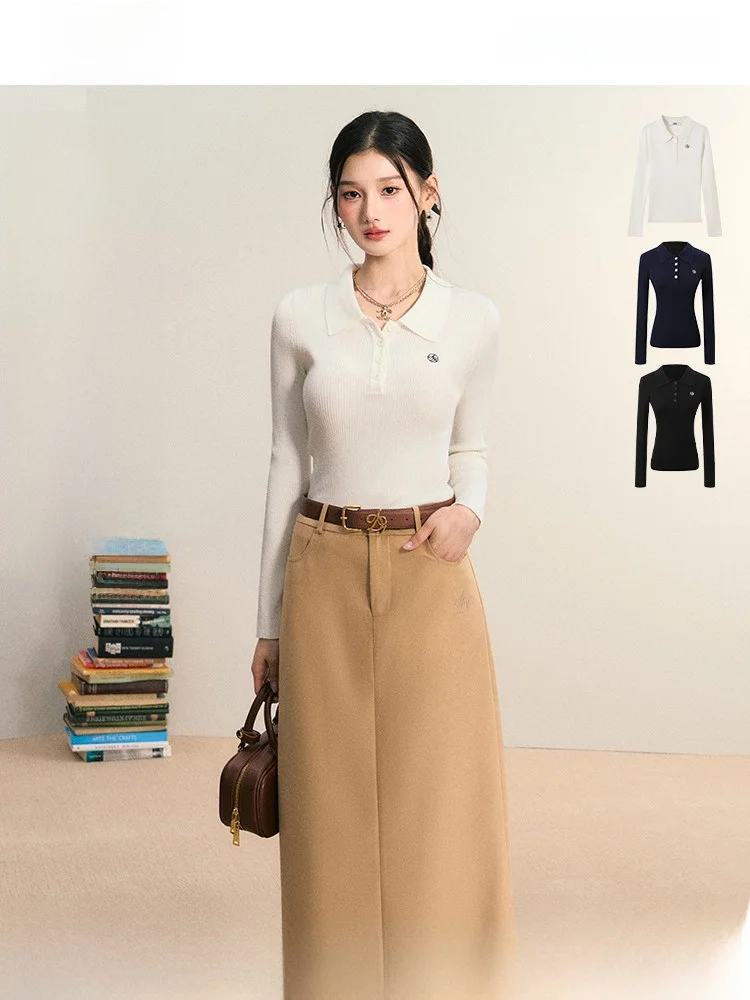 

ANDYET AD Original Ne Knitwear Simple Long Sve Slim Fit Inner Wear Commute Sle Autumn Top Women's Faion
