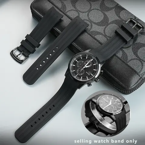 22mm Arc Mouth silicone watch band for Citizen Eco Drive Black Knight CA0615 CA0695 CA4500/CA4554 steel watch band for men