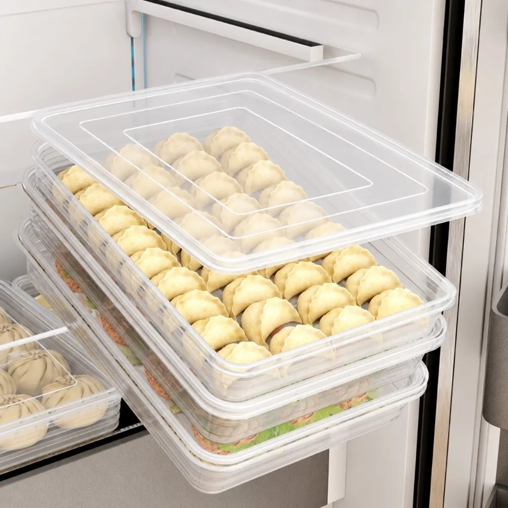 Transparent Dumpling Box Stackable with Lid Food Containers portable Prevent cross-contamination of flavors Fresh-Keeping Box