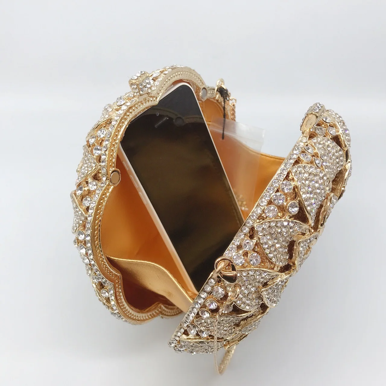 Sunflower styling Gold Diamond Wedding Dress Bags Bridal Crystal Handbags Purses Metal Women Rhinestones Clutch Purse