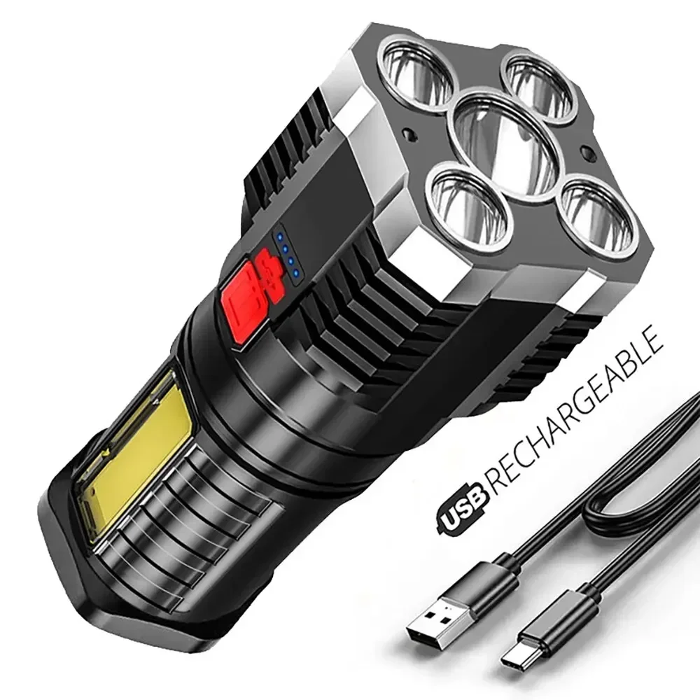 

3 Lighting Modes for Camping Adventure Outdoor 5LED High Power Led Flashlights Rechargeable Camping Spotlight with Side Light