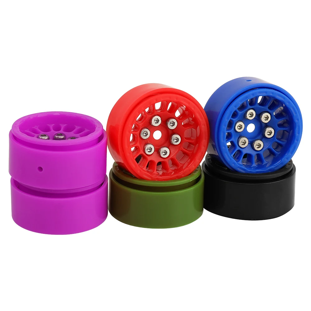 1/24 1/28 RC Mini Crawler Plastic Beadlock Wheels 4Pcs 29.6mm Multi-Color Off-Road RC Car Upgrade Wheel Rims style B