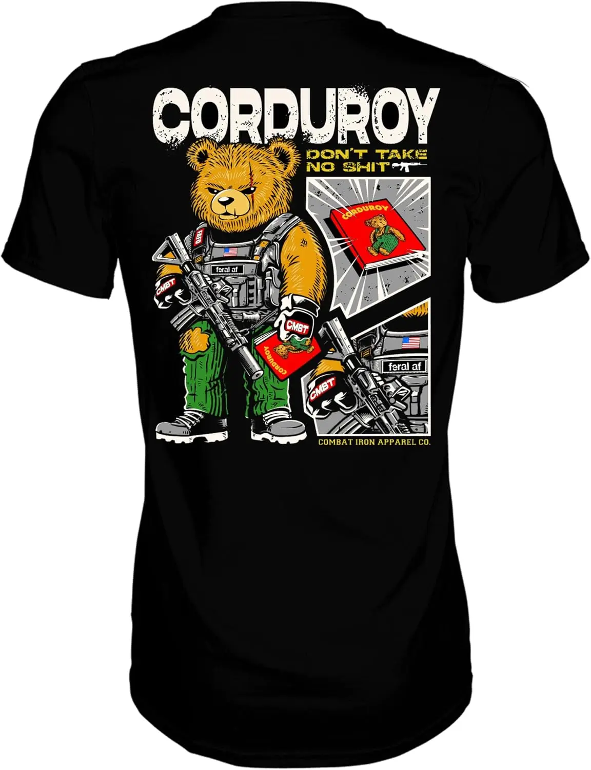 Combat Iron Men's Graphic Short Sleeve T-Shirt - Corduroy The Bear Tee