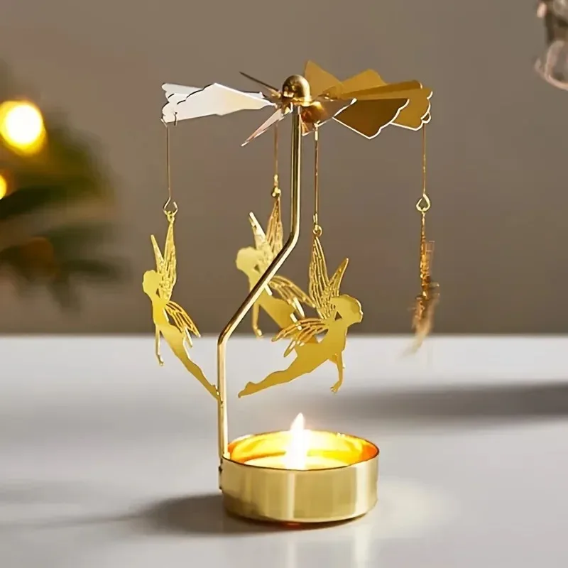 1 Stück Metall Rotierender Kerzenhalter Weihnachten Drehbarer Kerzenständer Dinner-Party Hochzeitsfeier Kerzenhalter Dekoration Geschenk