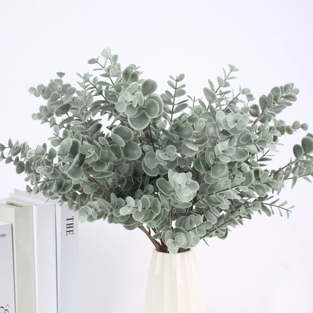 

2 Pcs Artificial Plant Decoration Desk Eucalyptus Stem Faux Green Plants Home Aitificial Stems Plastic Style
