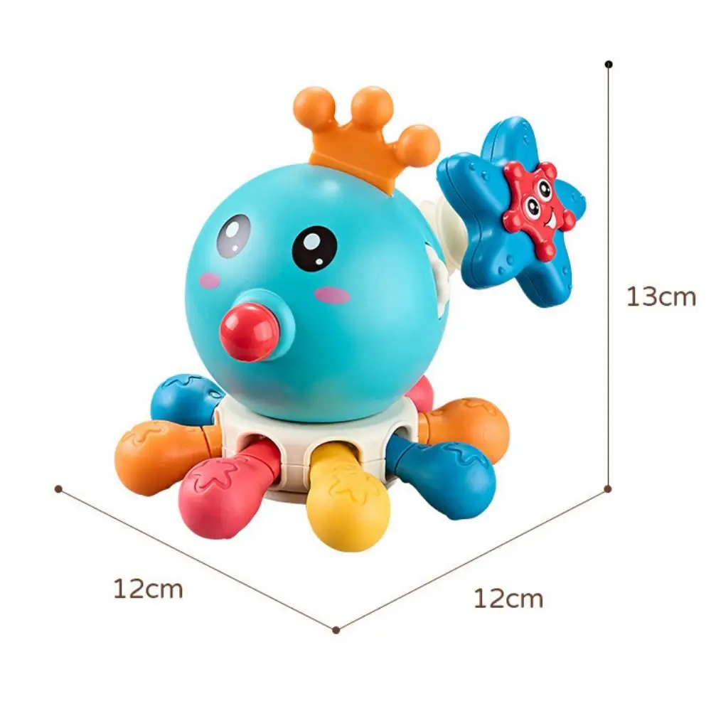 Octopus Sensory Pull String Toy Sound Early Learning Colorful Octopus Teething Toy Montessori Interactive