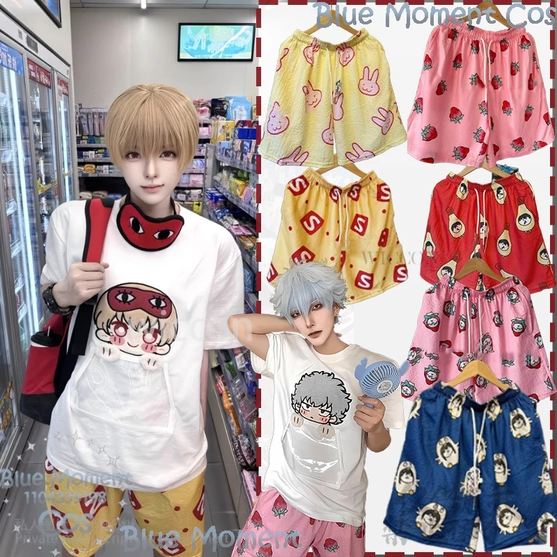 

Summer Fashion Printed Shorts Casual Pajamas Strawberry KINTAMA Cosplay Hijikata Souji Fiction Comic Con Suit Halloween Gifts