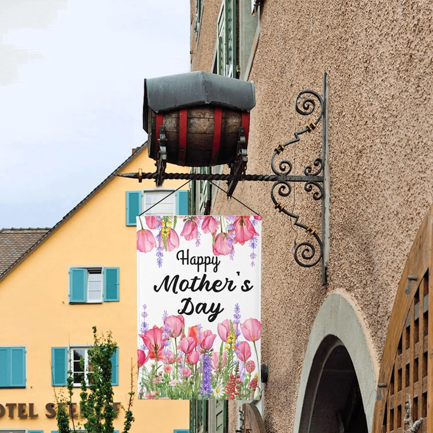 Happy Mother’s Day Garden Flag for Outside Double Sided Spring Summer Love Mom Welcome Floral Burlap 12x18 Inch Vertical Yar jjp