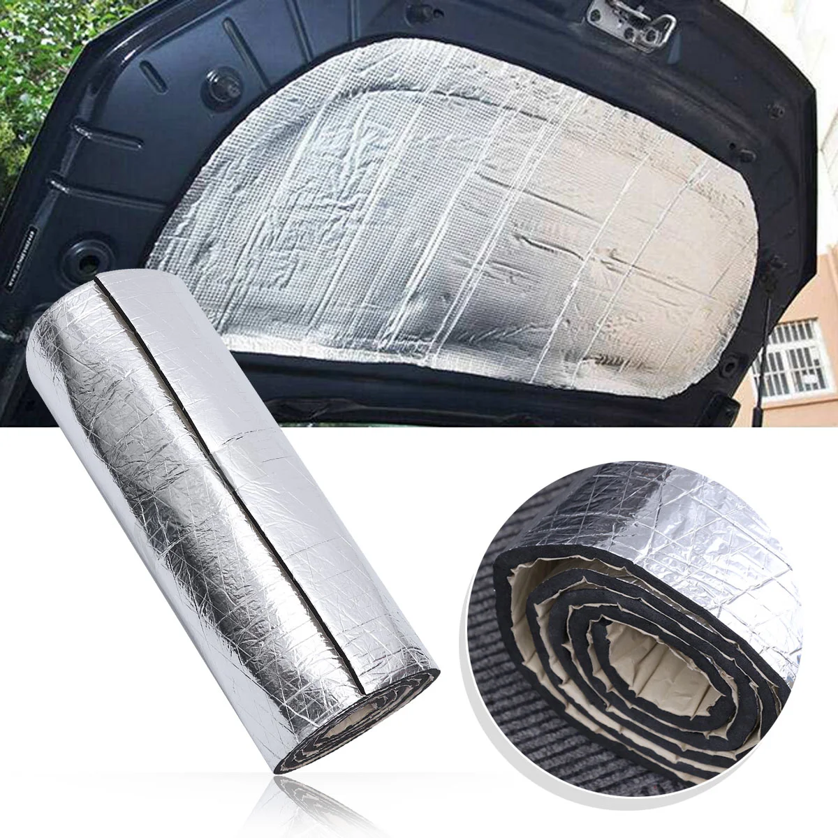 1 Roll 10MM Car Heat Sound Deadener Thick Aluminum Foil Sound Insulation Cotton Four-door Trunk Full Car Sound-absorbing Cotton