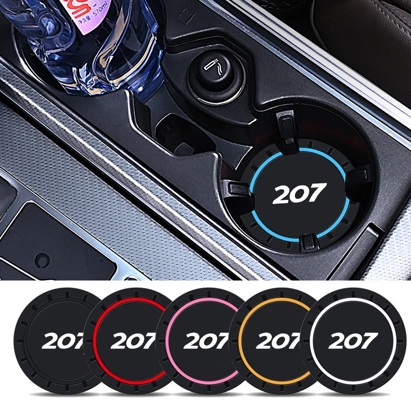 2PCS Car Coaster Cup Slot Bottle Holder Non-Slip Pad Mat Auto Interior Accessories For Peugeot 207 207CC Sw Rc 2006-2012 Fipe