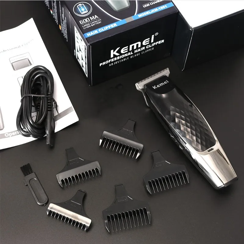 Kemei powerful electric hair trimmer oil head rechargeable hair clipper haircut machine engraving hairline USB charging KM-1951