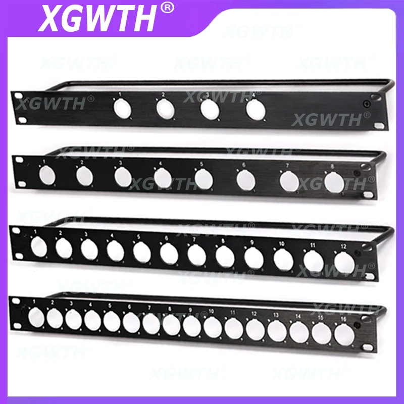 Rack Patch Panel 4 8 12 16 Way Channel 1U Flight Case Mount For XLR Connecctor Male Female Speaker Video Audio Cable Plug 19\