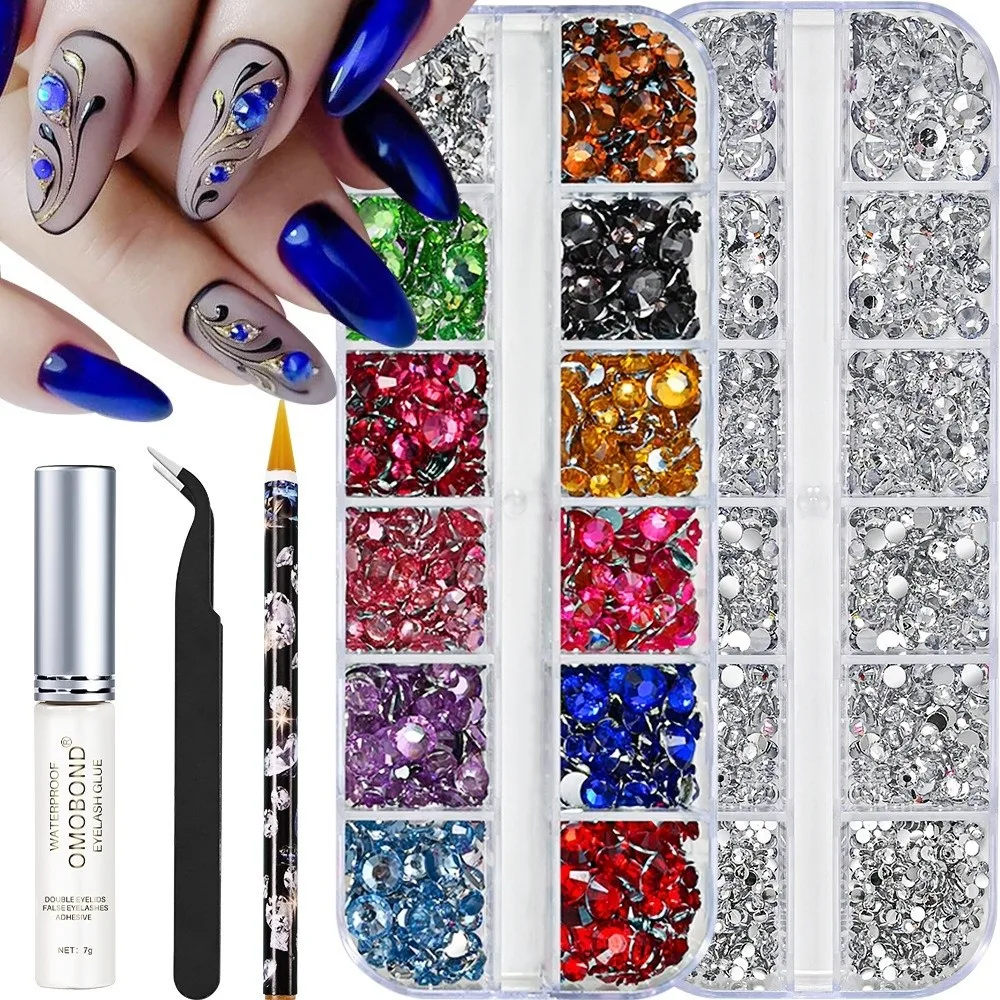 Multicolor Resin Rhinestone Kit DIY Decoration 3D Flatback Gems Glitter Finish Diamond Art Resin Drill Rhinestone