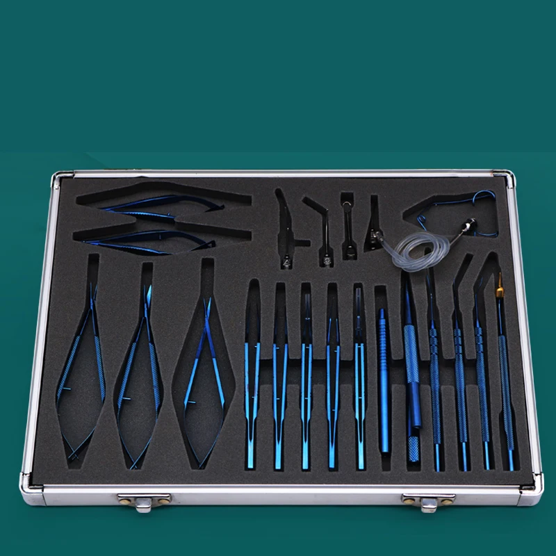 Ophthalmic Microsurgical Instruments เข็มผู้ถือกระจกตากรรไกร 21 ชิ้นชุด