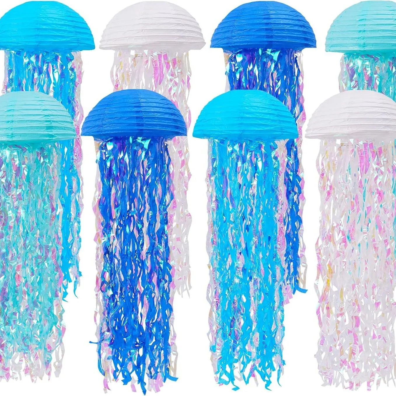 5/10 PCS Colorful Jellyfish Paper Lanterns, Theme Party Underwater Ocean Jellyfish Birthday Decoration view 3