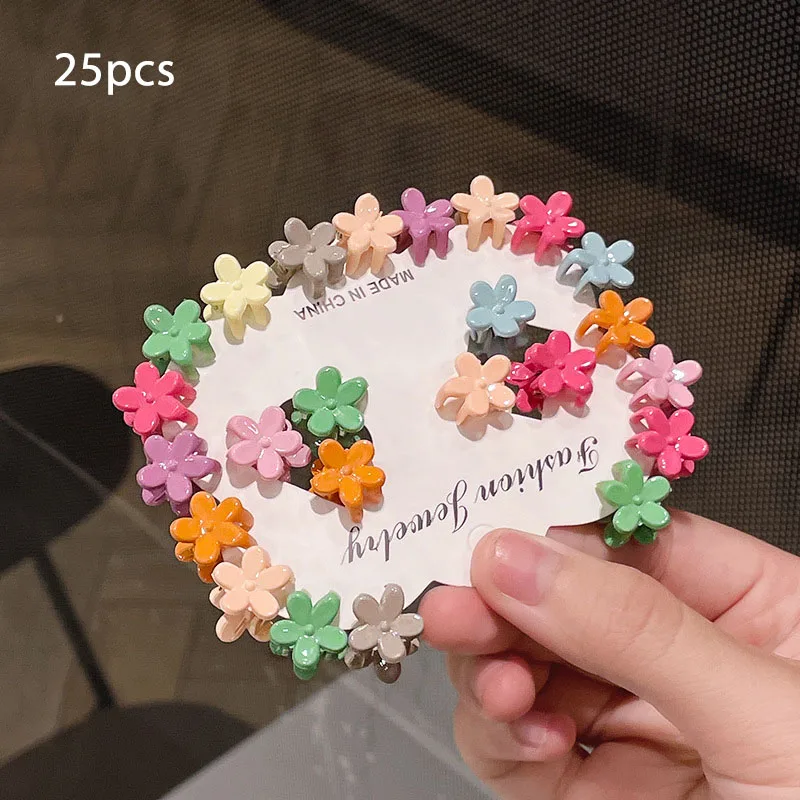 25Pcs Girls Cute Cartoon Hair Clips Claw Clip Flower Star Small Hair Claws Children Sweet Hairpins Fashion Hair Accessories