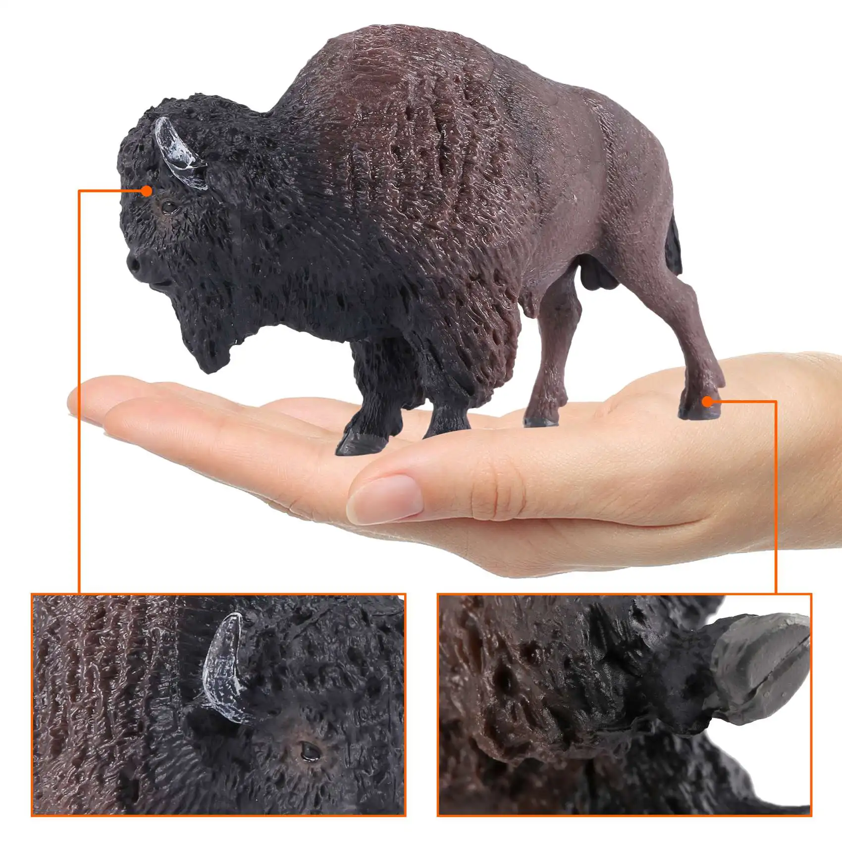ABUH-Children's Solid Simulation Wildlife World Model Wild Milk Cow Yak Hand Decoration Bison Figurine