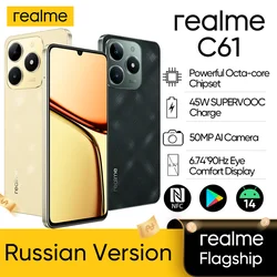 Russian Version realme C61 Smartphone 5000mAh Battery 45W SUPERVOOC Charge 50MP AI Camera 90Hz Display IP54 AI Engine