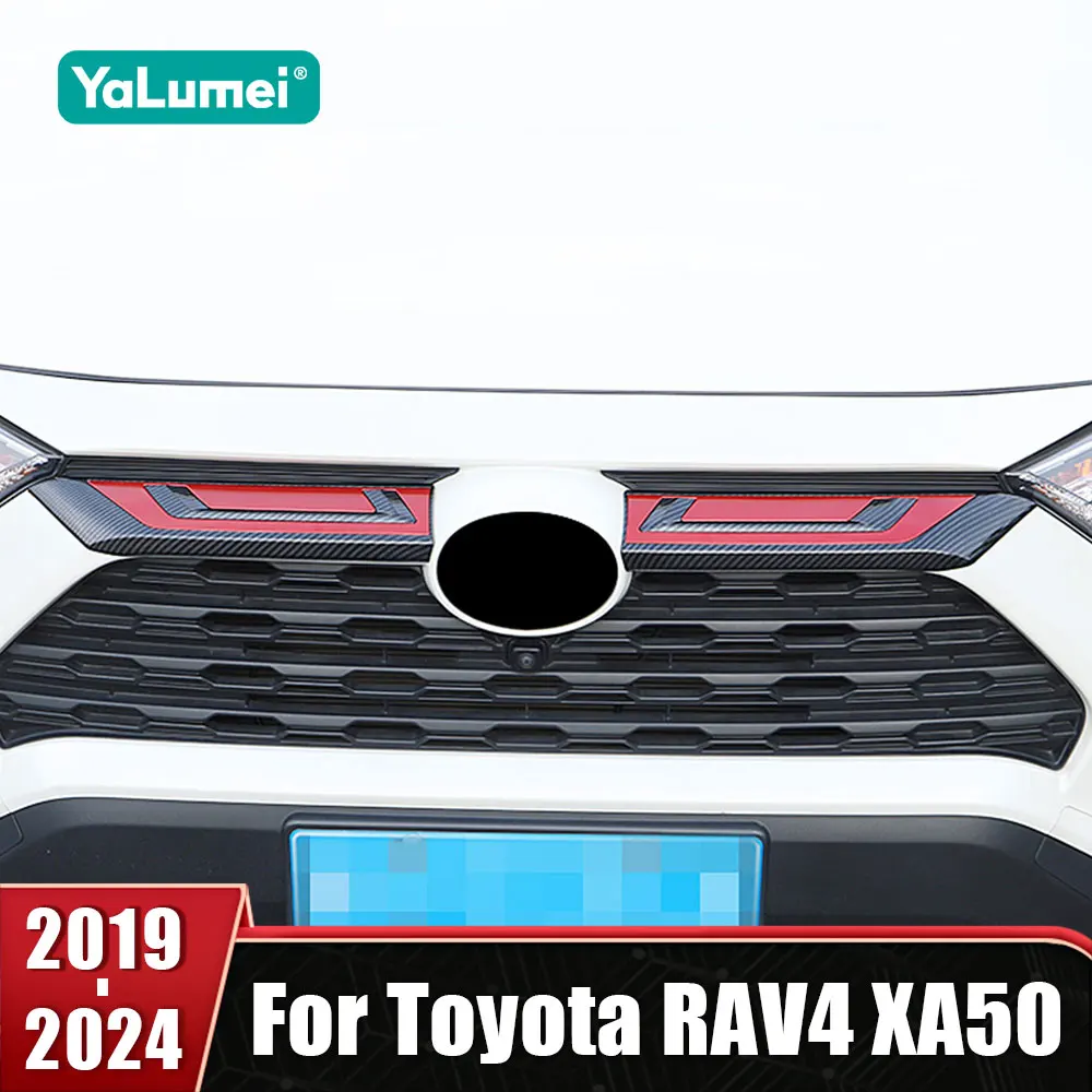 

ABS Front Bumper Grille Grills Strip Trim Cover Sticker For Toyota RAV4 XA50 2019 2020 2021 2022 2023 2024 RAV 4 Car Accessories