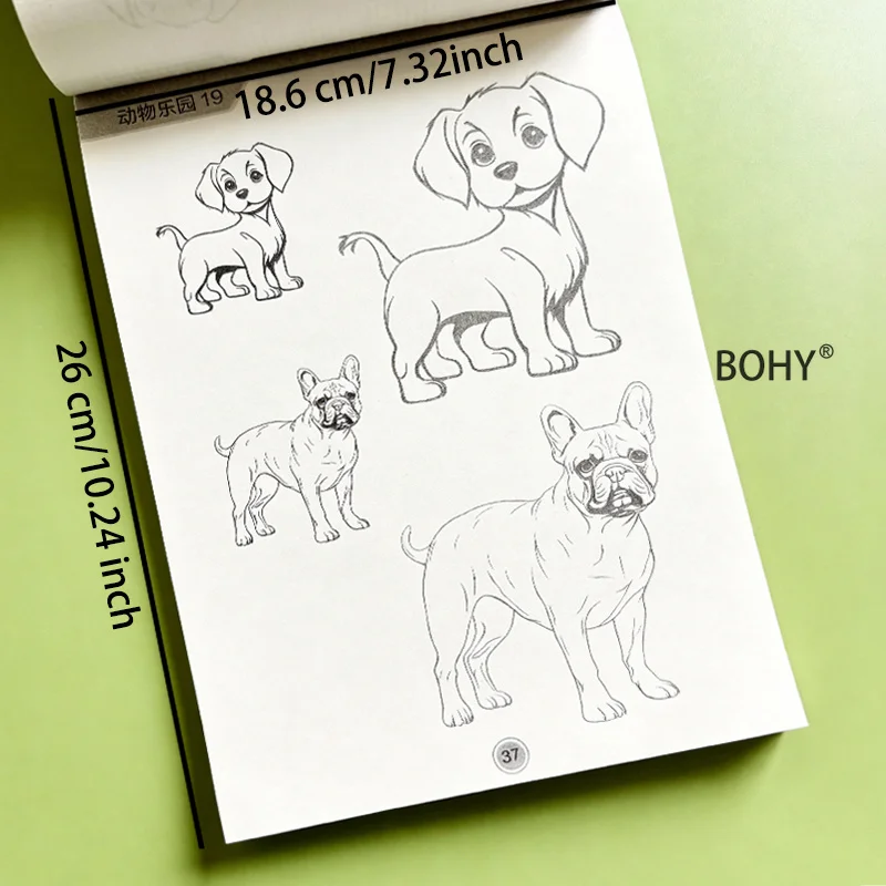 1 Animal Copying and Coloring Exercise Book, Including Themes As Elephants, Dolphins, Dinosaurs, Koalas, Crocodiles, 40 Pages