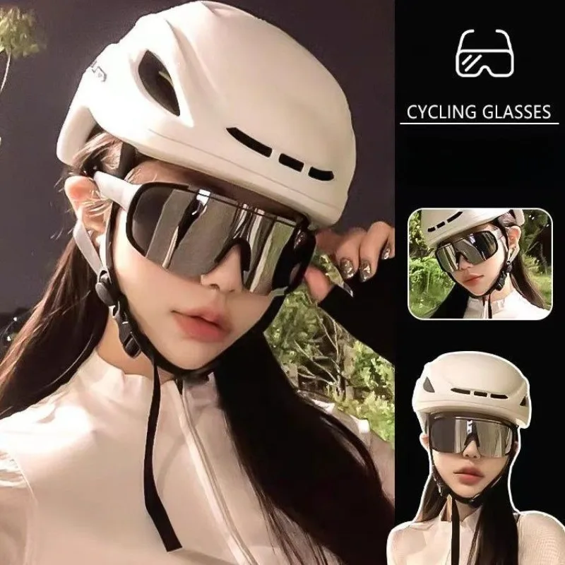 2PCSOutdoor Sports Cycling Sunglasses for Men Women Outdoor UV400 Ultraviolet-proof Riding Sunglasses Shades for Men Large Frame