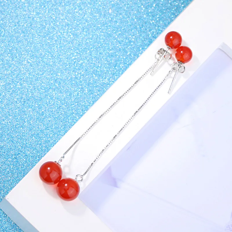 

925 Sterling Silver Fashion Light Luxury Black Agate Earrings Birthday Party Anniversary Gift