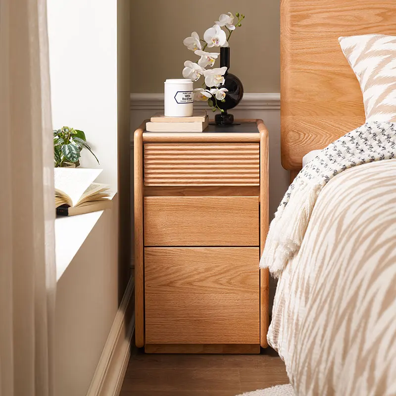 درج تخزين أثاث غرفة النوم طاولة بجانب السرير من الخشب الصلب بأحجام مختلفة طاولة بجانب السرير اختيارية