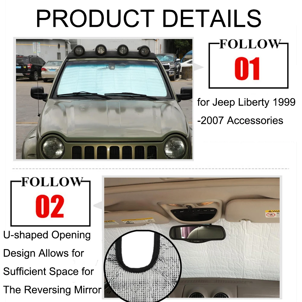 Car Window Windshield Visor Sunshade Cover for Jeep Liberty 1999 2000 2001 2022 2003 2004 2005 2006 2007 Interior Accessories