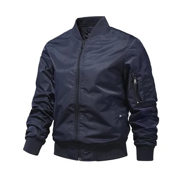 Jaqueta bombardeiro monocromática masculina, Jaqueta de beisebol aviador moda, Casacos novos, primavera, outono, S-5XL