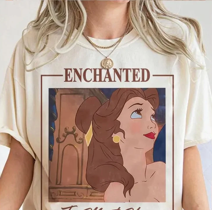 في عصر الأميرة الخاص بي الكرتون المطبوعة تي شيرت ريترو ارييل الأميرة شخصية عطلة قصيرة الأكمام الرجعية بلوزات على الموضة الملابس