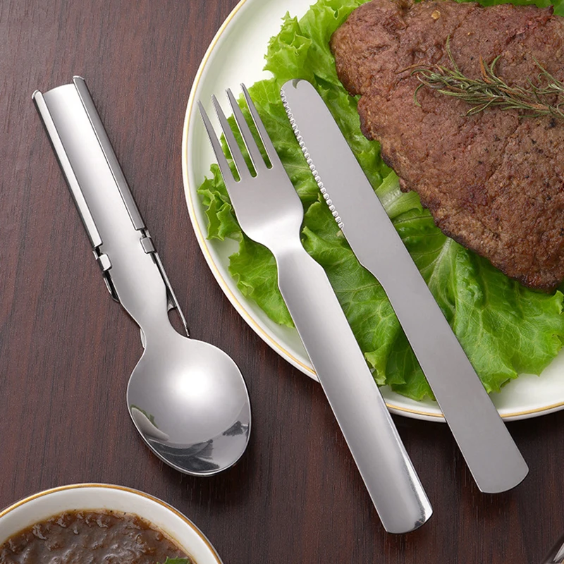 4Pcs/Set Portable Stainless St - Camping Cooking And Eating Set 评论和价格