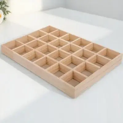 

Wood Jewelry Organizer Display Tray Solid Wood Grid for Rings Earrings Bracelets Storage Showcase Dresser Craft Box