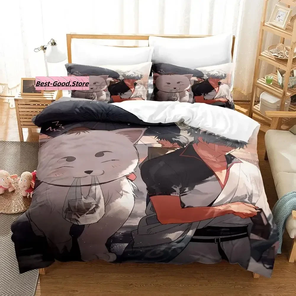 

Kawaii Gintama Bedding Set Single Twin Full Queen King Size Bed Set Aldult Kid Bedroom Duvetcover Sets 3D Anime Bed Sheet Set
