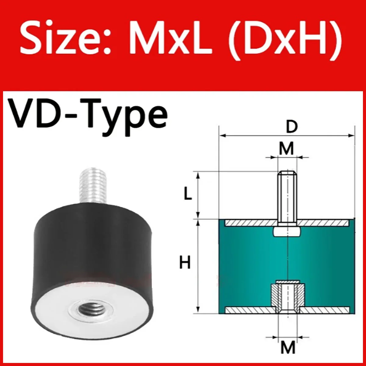 VD-Type Rubber Shock Absorber Anti Vibration Isolation Mount - M3-M16for Industrial Machinery Equipment Noise Reduction