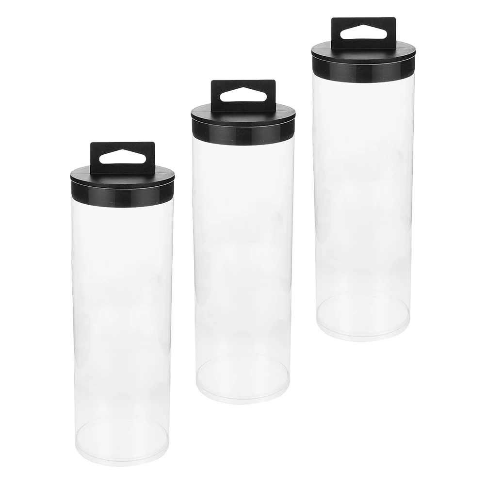 

3pcs Tennis Cylinder Balls Container Transparent Storage Dustproof Lid Black Cover Sports Ball Storage Tennis Accessories