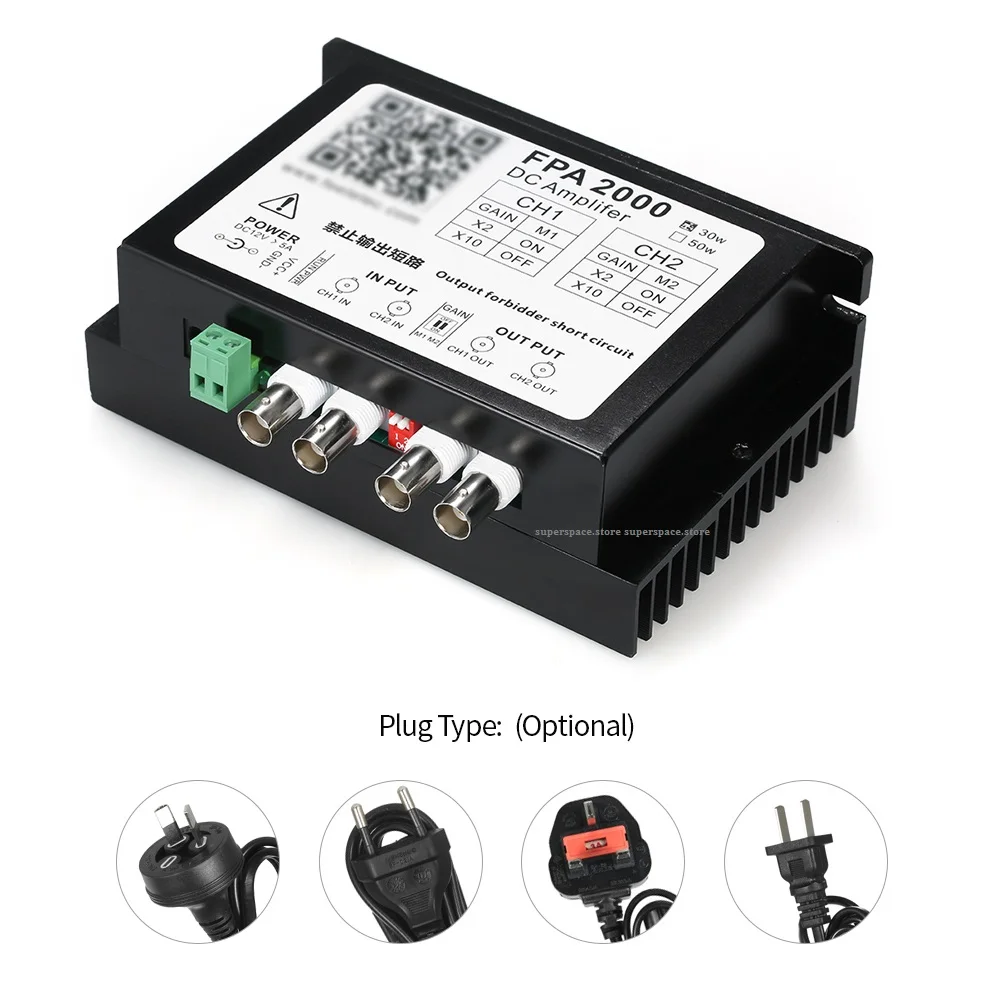 FPA2000 30W Zewnętrzny dwukanałowy wzmacniacz mocy do generatora sygnału z funkcją arbitralnego DC 12V Pojedynczy zasilacz