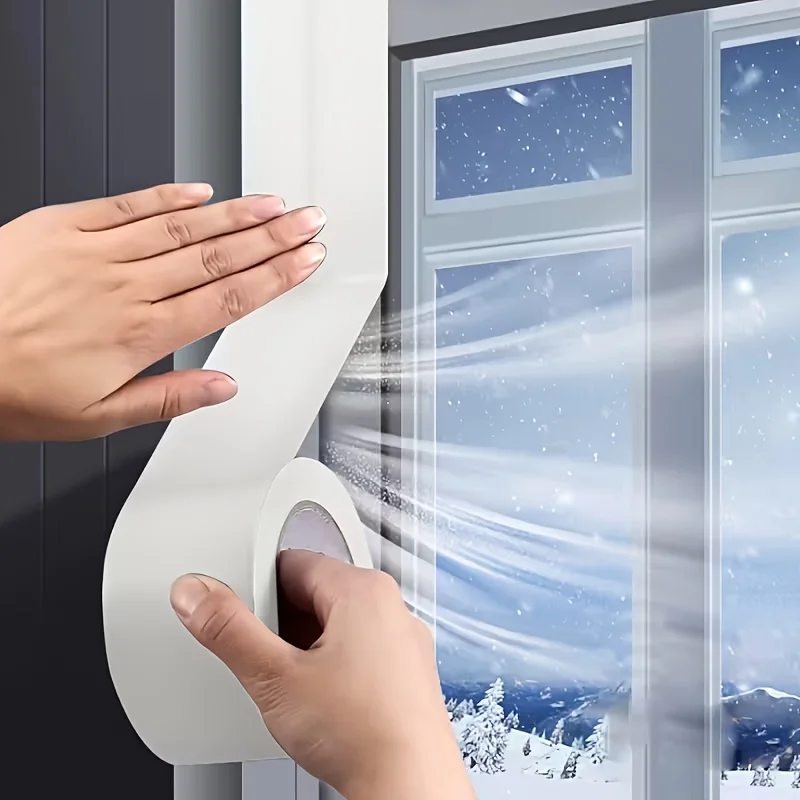 2 Rolls of 500Cm Winter Windproof Sealing Invisible Tape Strong Adhesive Window Insulation Film Waterproof Residue-Free Sealant