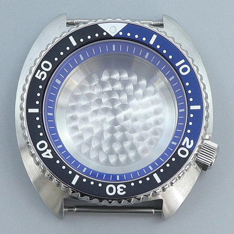 

45mm Watche Case Sapphire Crystal Big abalone watch parts For Tuna Turtle Seiko NH35 NH36 Movement 28.5mm Dial blue chapter Ring