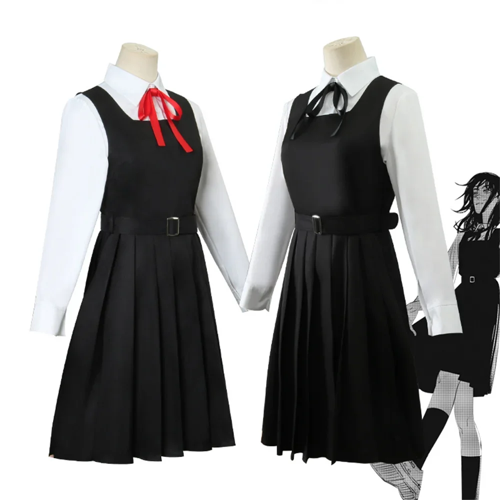 Anime Chainsaw Man Cosplay Mitaka Asa Costume Dress Black Red Tie Women Uniform Halloween Clothes Cosplay For Girls