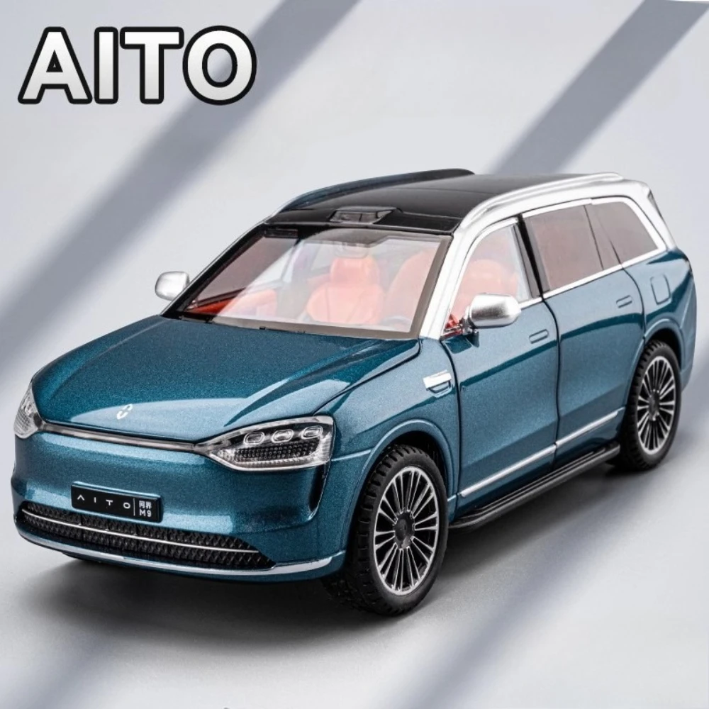 

Scale 1:24 AITO M9 New Energy Car Model Toy Sound Light Pull Back Intelligent Voice Cars Models Collection Gifts for Children