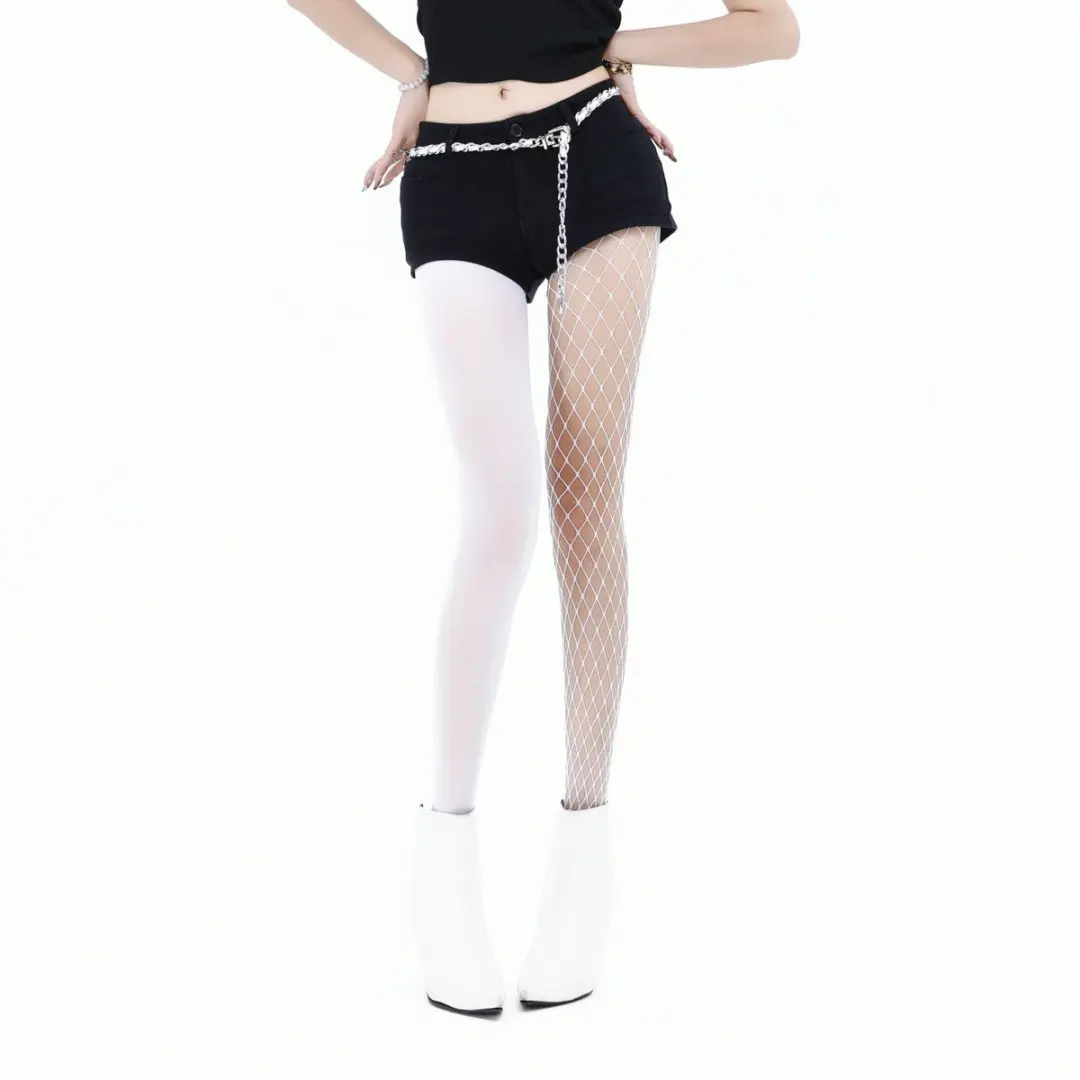 2026 Frühjahr/Sommer Damen 80D D-Strumpfhose, einbeinige Netzstrumpfhose, asymmetrische Strumpfhose, kombinierbare Strumpfhose – Detail 2