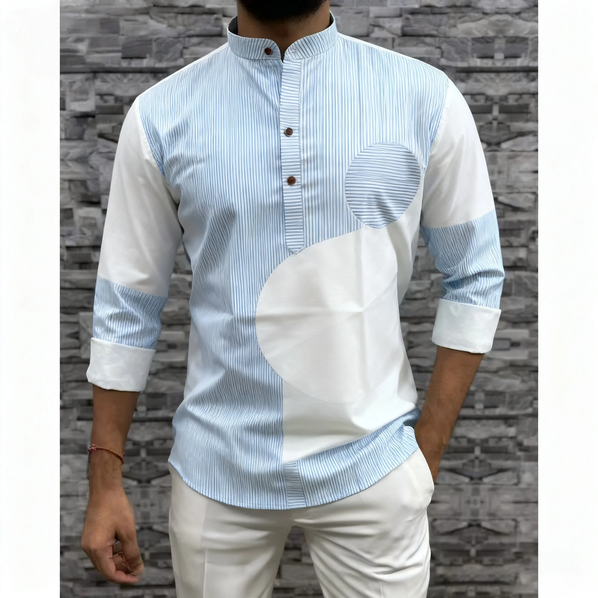 قميص مسلم قفطان دبي رداء رجالي بأكمام طويلة نمط عرقي 2026 ياقة واقفة ملابس عربية Ropa Musulmana Hombre #2