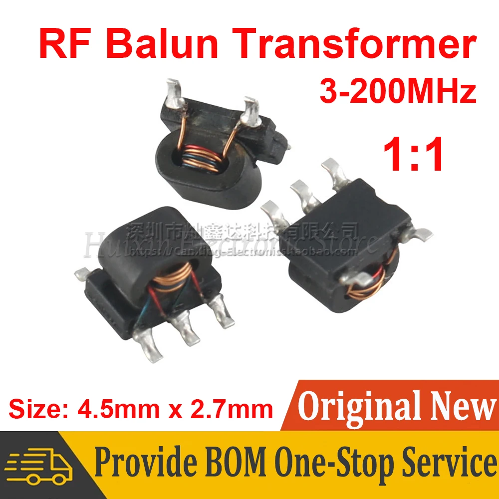 

2PCS SMD Micro B4F Type 1:1 3-200MHz 2.5dB RF Signal Balun Tranformer Balance Unbalance Unbalanced Balanced