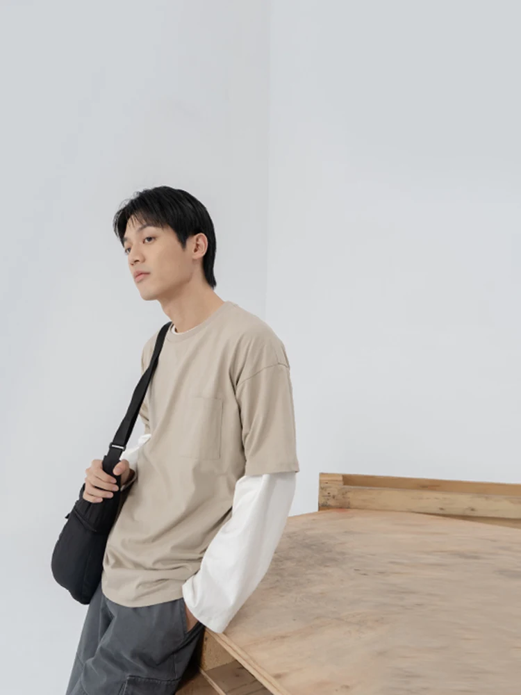 

Футболка Queenop 2025: уличный стиль, свободный крой, хлопок, короткий рукав, однотонная, для пар